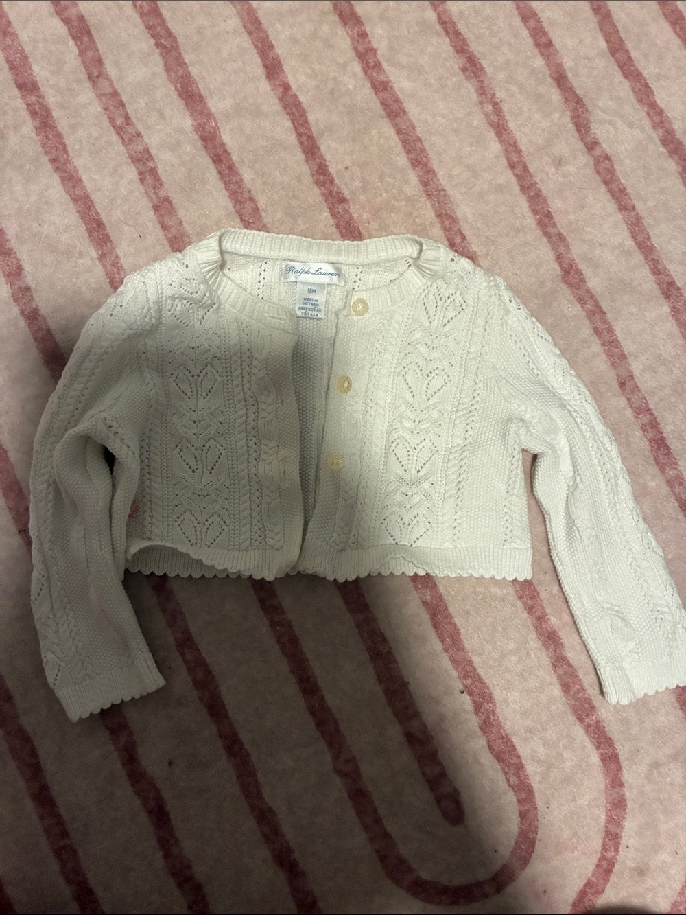 Ralph Lauren Cream Cable-Knit Cropped Cardigan